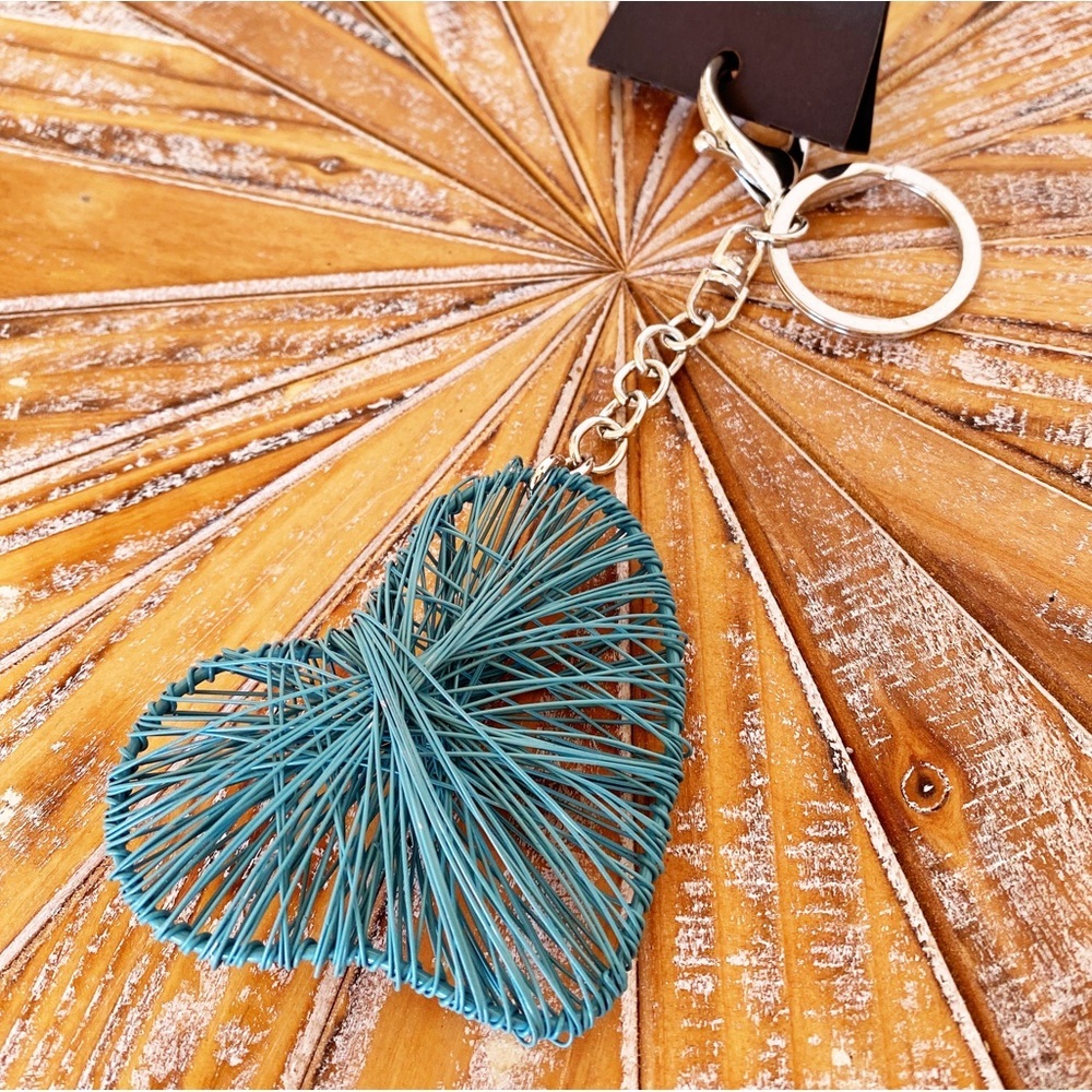 NWT Large Artsy Teal Heart Key Chain